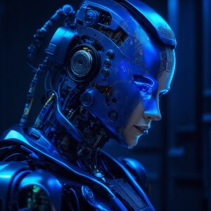 A futuristic humanoid robot with a highly detailed mechanical st...