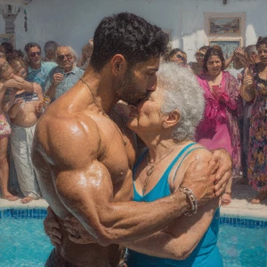Hyperrealism photo painting,a muscular beefy kashmiri man standi...