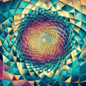 Create a digital vector-style image of a hypnotic spiral pattern...