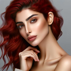 Portrait of a woman with stunning red hair, depicted tastefully...