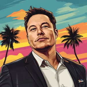 Elon Musk in GTA art style, , in the style of a Grand Theft Aut...