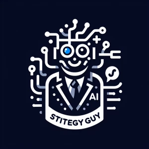 Create a logo for "AIStrategyGuy" that visually communicates the...
