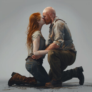 A photorealistic high resolution image. Light ginger haired fema...