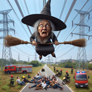 realistic digital animation of a caricatured elderly grumpy witc...