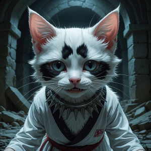 a close up gritty horror-themed dark fantasy painting of a white...