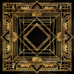 Create a sophisticated Art Deco border with intricate golden geo...