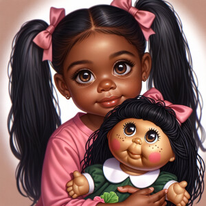 African-American girl with huge Hazel Brown eyes and long, black...