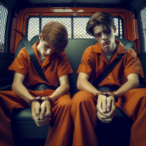 Create an ultra-realistic image featuring two Caucasian males, a...