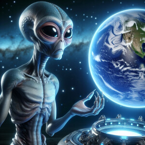 Alien looking at earth. Not vertebrate based evolution. Puzzled,...