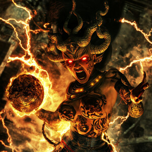 An extraterrestrial Lilith Medusa with glowing ruby eye sockets,...