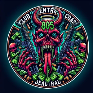 Design a professional, horror-inspired circular logo with a deta...