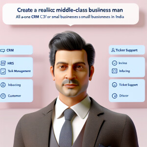 Create a men’s avatar to represent  for 'Customo', an All-in-One...