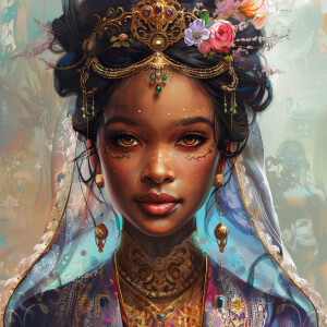 Create an illustration of a Mixed Ethnicity Empress, embodying A...