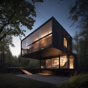 urban home in the middle of dark woods