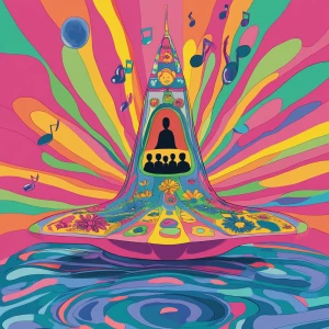 Create a hippie, pastel digital illustration in the style of Pet...