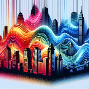 A colorful view of a city melting