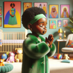 A 3D realistic illustration of a light-skinned African-American...