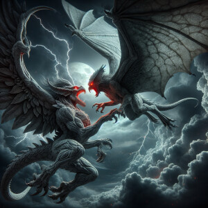 Create an image of a highly detailed, stone-skinned winged gargo...