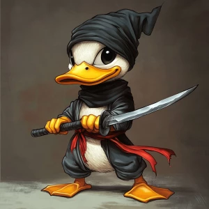 cute ninja duck in retardio style