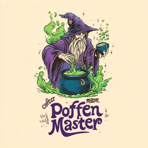 /imagine hand-drawn wizard in a fantasy robe brewing coffee in a...