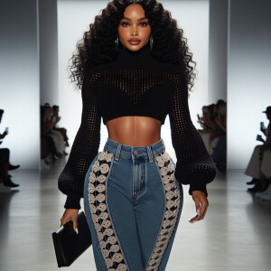 A 3:6 full body image of a curvythic Afro Latina fashion model w...