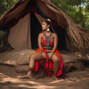 Native girl in traditional garbs posing for a model photoshoot,...