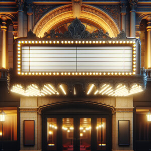 Blank marquee sign above theatre