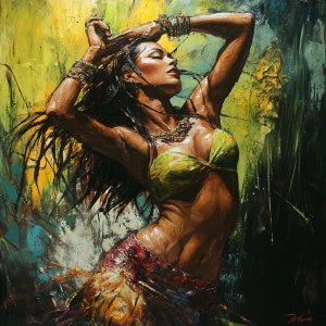 A beautiful woman, dancing passionately, and wildly, in rio