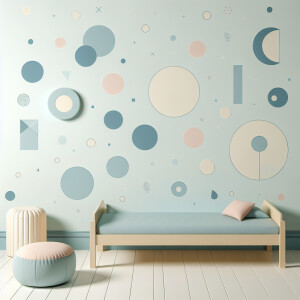 Draw wallpaper for a children's room in a minimalist style