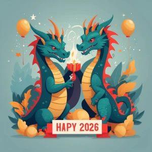 Happy New Year 2026 dragons