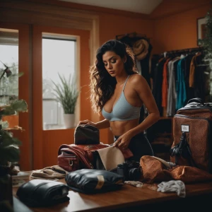 Action themed photo of a ((beautiful buxom Italian American tall...