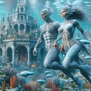 Generate an 8K UHD photorealistic 3D rendering of a muscular Aqu...