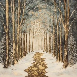 Create an image of an enchanting Christmas woodland forest that...