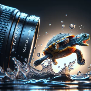 hyper realistic image of a macro lens photography of a baby turt...