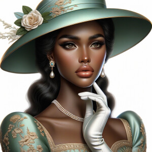 Imagine a portrait of a light-skinned African-American woman wit...