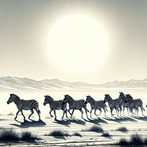 A herd of zebras consisting 5-6 in number is making its way thro...