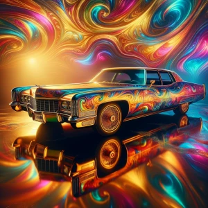 A majestic 1971 Cadillac Sedan de Ville, gleaming in the heart o...