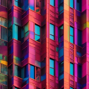 Step into a psychedelic cityscape, where skyscrapers twist and t...