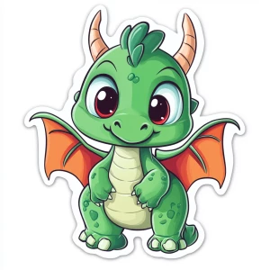 Create an image of an adorable dragon with a clean white background, styled to be ideal for conversion into a sticker design.