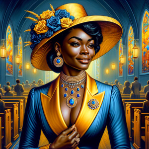 A spiritually enriching illustration portrays an African America...
