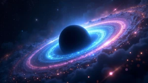 Depict an ultra-detailed, 16x9 cosmic scene focused on a mesmeri...