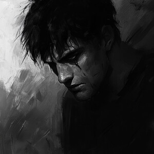 (A Heavy Heart)

You think he's angry, but you don't see,  
The...