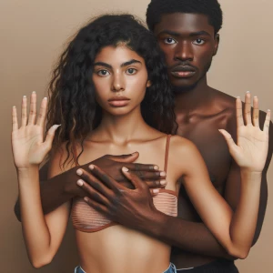 Create an image of young couples hugging each other very very t...