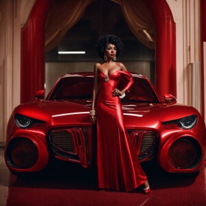 cartoon Betty Boop character with brown skin, adorned in a styli...