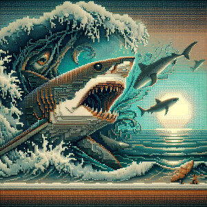 🦈, HDR, ultra-detailed ultra-realistic masterpiece