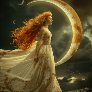 Photo realistic image. High resolution. Light ginger hair female...