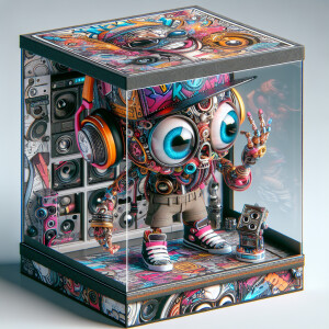 The entire scene is encased in a clear window box packaging desi...