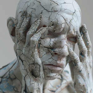 A person with dry, wrinkly skin is depicted in super high resolu...