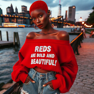 Short RED CLOSELY CROPPED HAIRCUT similar to that of TONI BRAXTO...