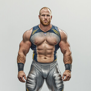 Create a whole body portrait image of Cooper Kupp a  now fat obe...